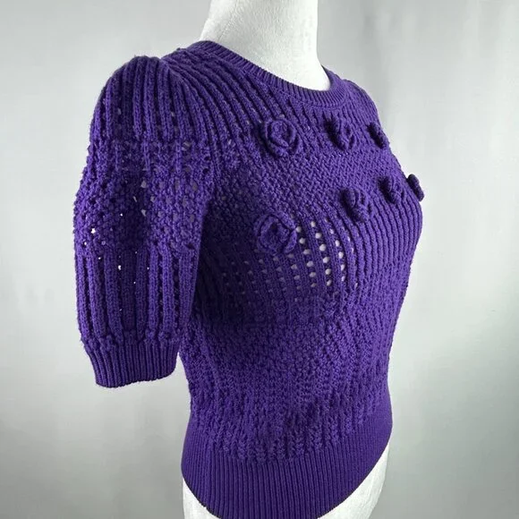 Tristan boho romantic purple crochet knit top – Women's Small - Picture 3 of 7